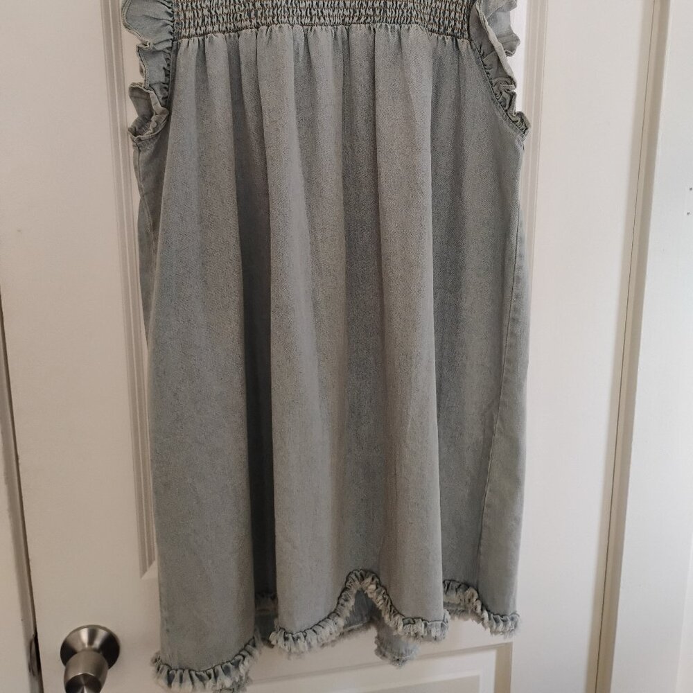 Umgee Butterfly Shoulder Denim Dress Size L NWT - Picture 3 of 7